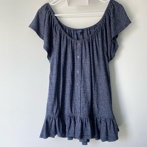 Lucky Brand Off Shoulder Top. Size: L. Color: Navy blue.